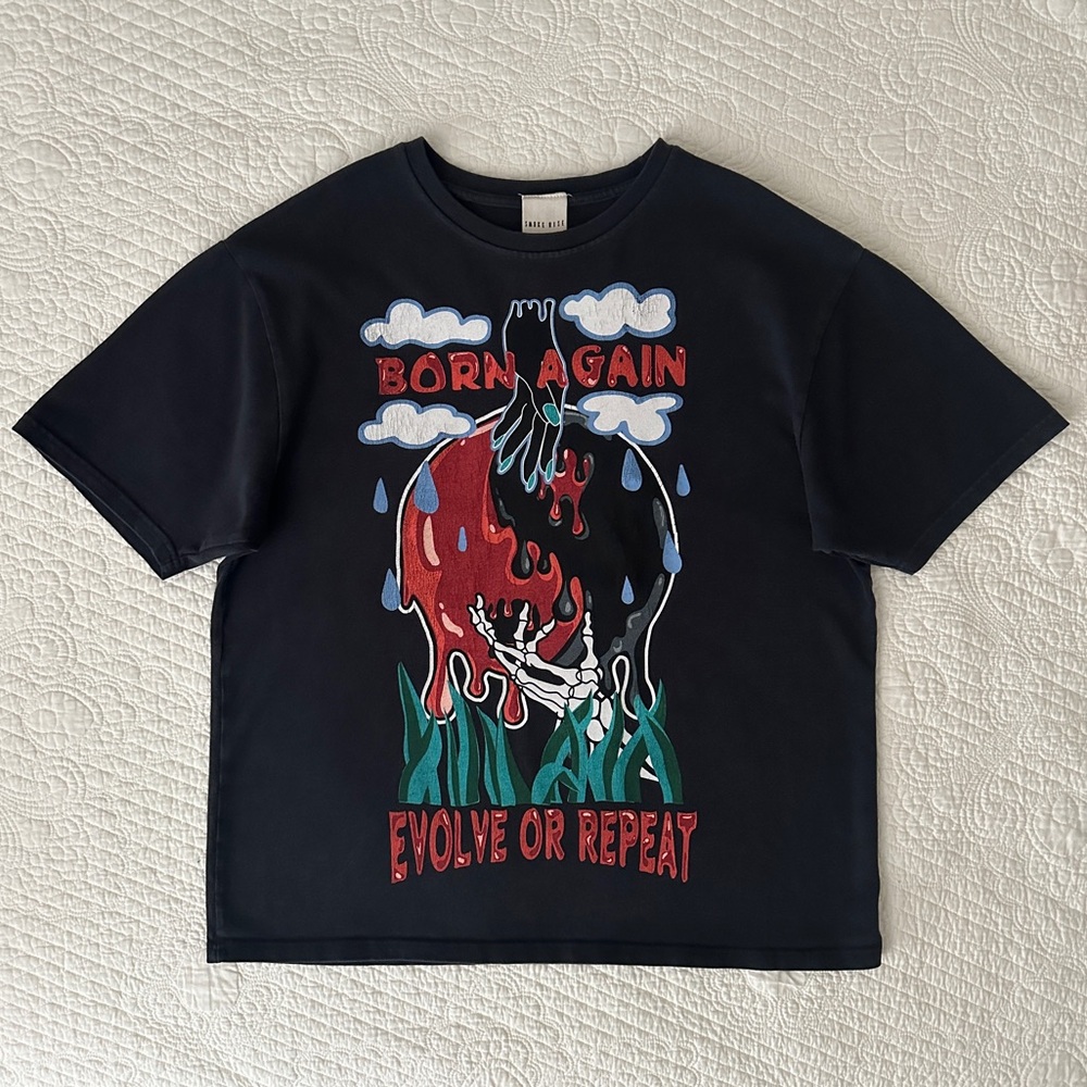 Smoke Rise NY Men’s Born Again Evolve or Repeat Graphic Washed T-Shirt XL